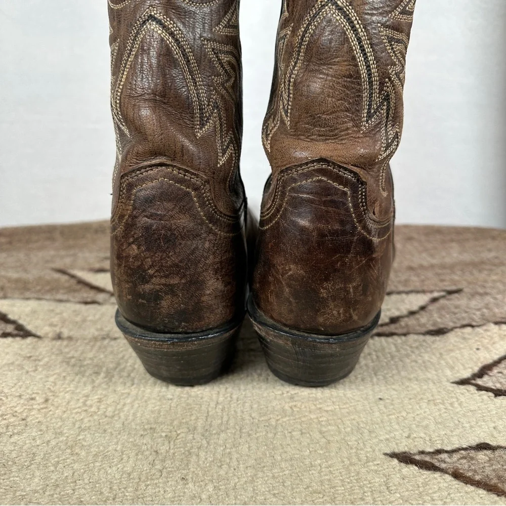 Lucchese Savannah dark Brown Western Boots cowboy cowgirl pointed toe leather - Picture 9 of 14